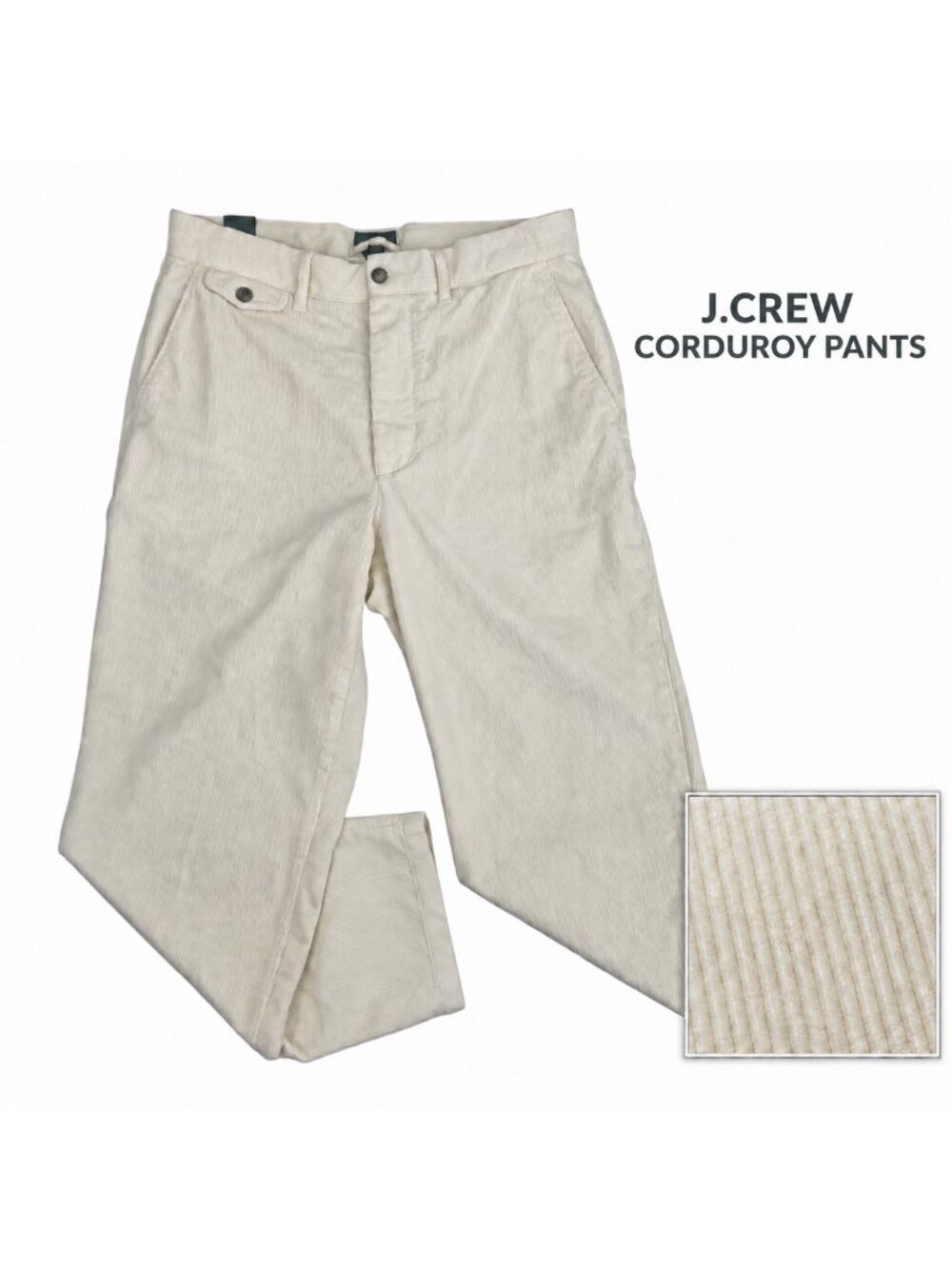 J.Crew Pants Men's 31x30 NWT Ivory Corduroy Classic Straight Leg Modern Preppy